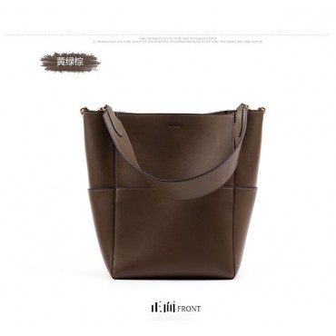 Eldora Genuine Leather Bucket Bag Coffee 76367