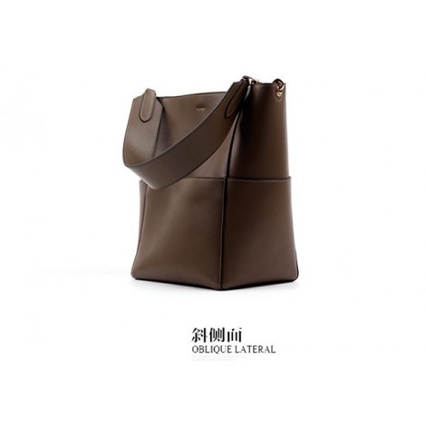 Eldora Genuine Leather Bucket Bag Coffee 76367