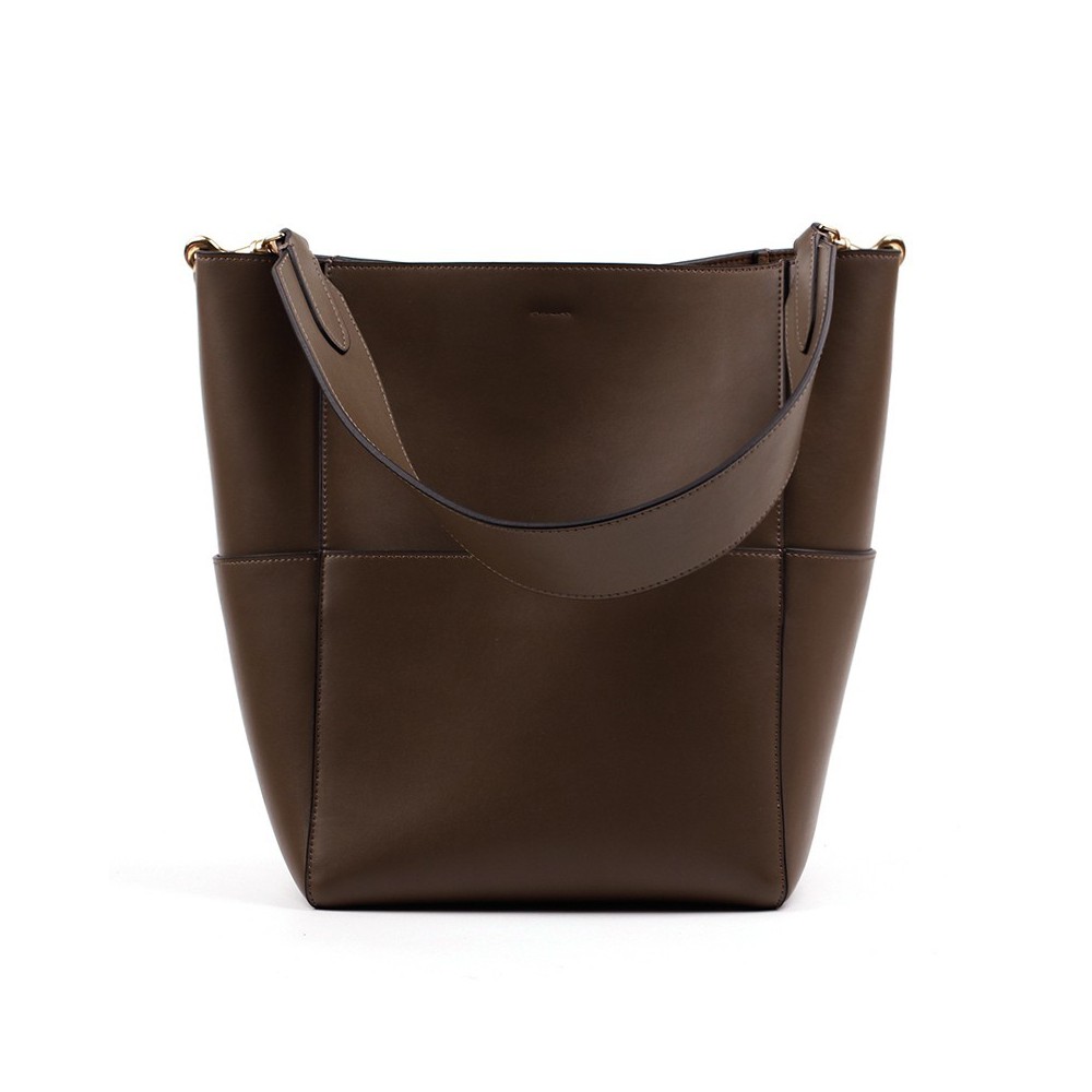 Eldora Genuine Leather Bucket Bag Coffee 76367