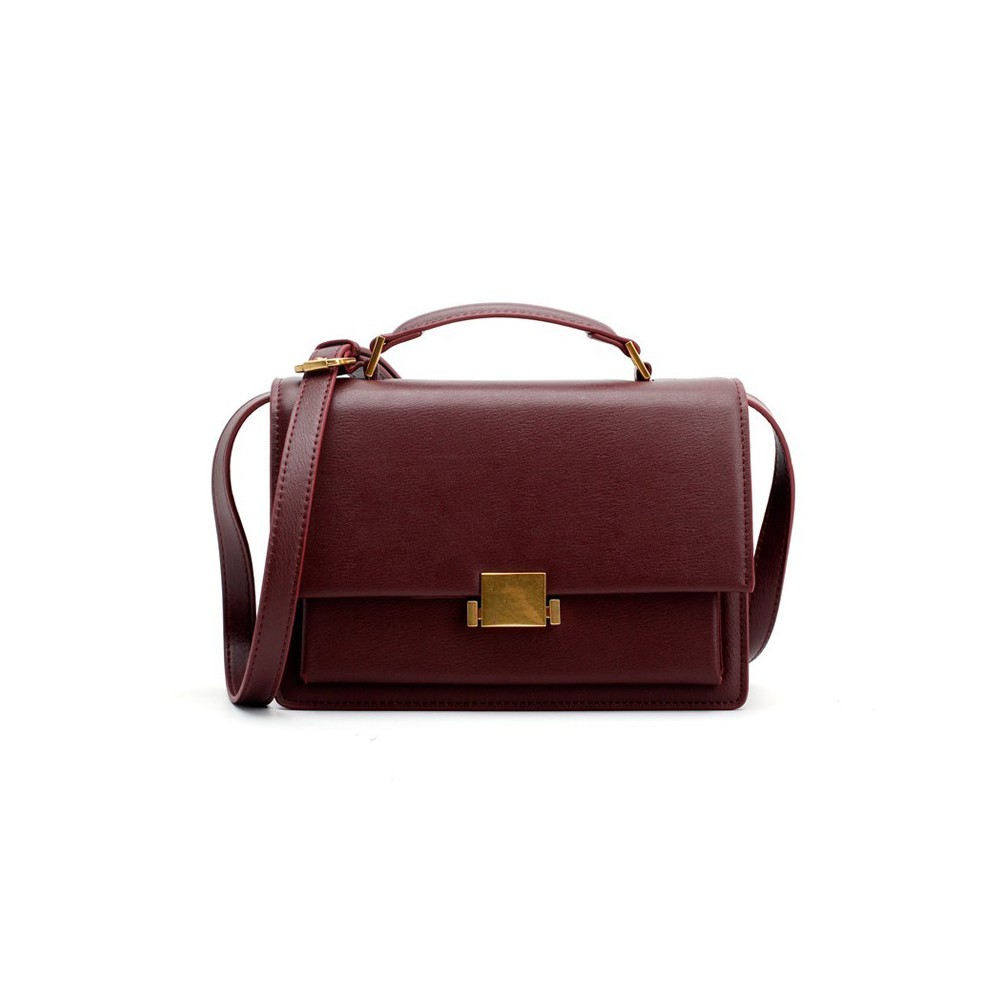 Eldora Genuine Leather Shoulder Bag Dark Red 76369