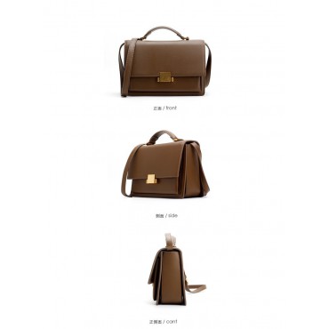 Eldora Genuine Leather Satchel Bag Brown 76369