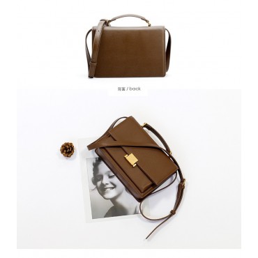 Eldora Genuine Leather Satchel Bag Brown 76369