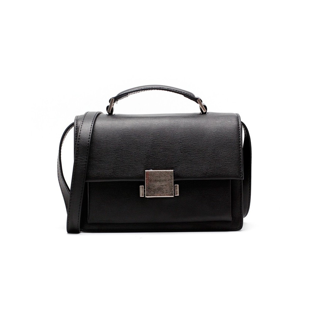 Eldora Genuine Leather Satchel Bag Black 76369