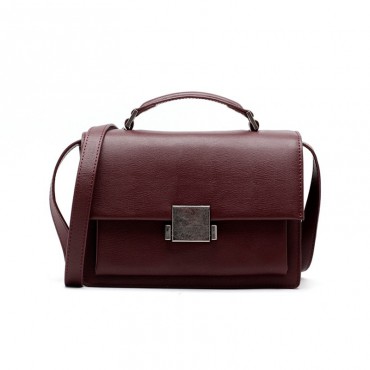 Eldora Genuine Leather Satchel Bag Dark Red 76369