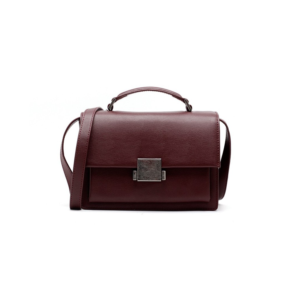 Eldora Genuine Leather Satchel Bag Dark Red 76369