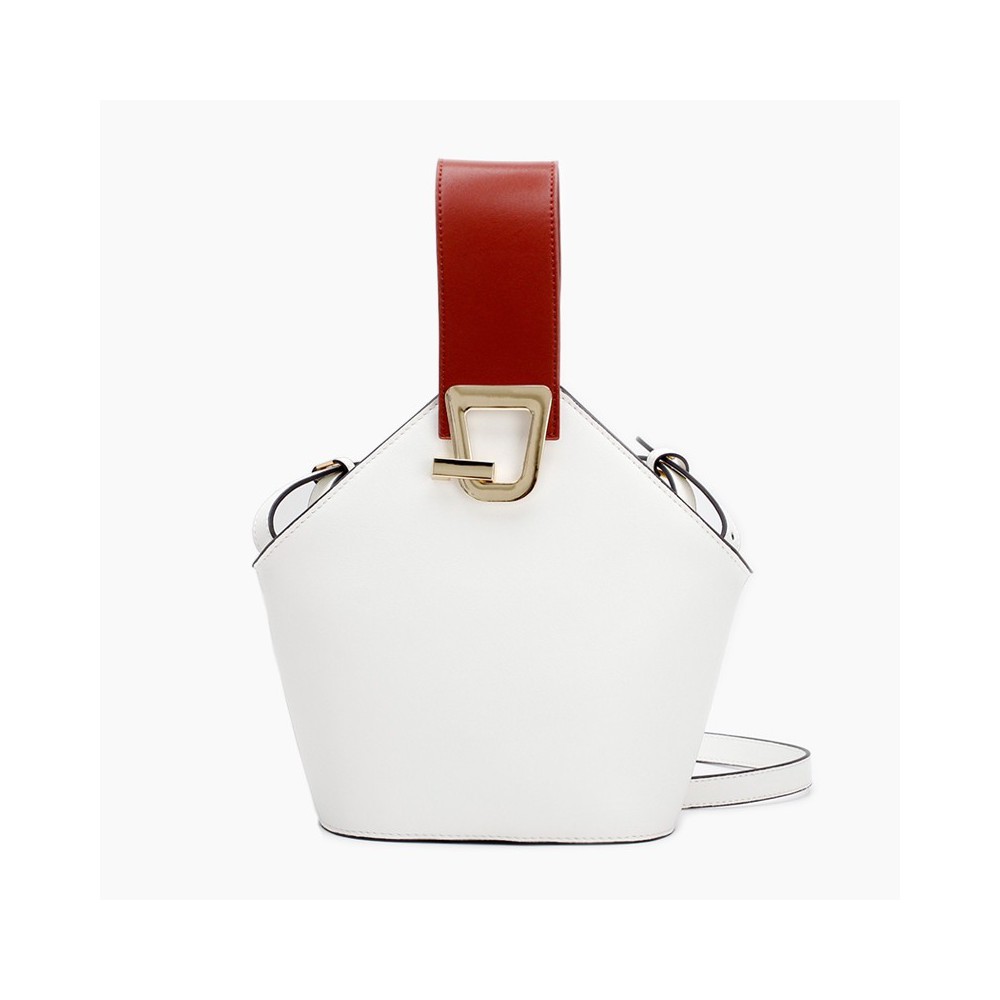 Eldora Genuine Leather Bucket Bag White 76370