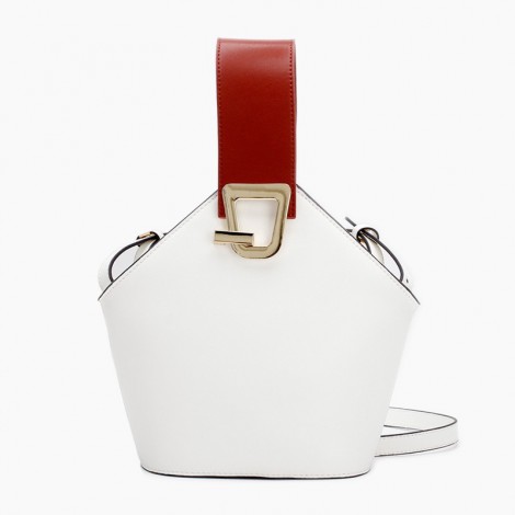 Eldora Genuine Leather Bucket Bag White 76370