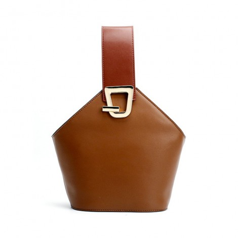 Eldora Genuine Leather Bucket Bag Brown 76370
