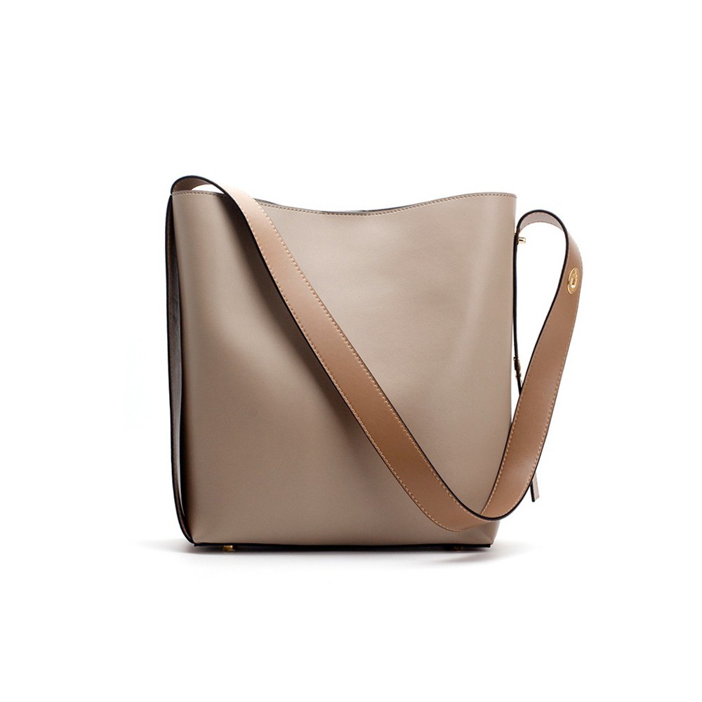 Eldora Genuine Leather Bucket Bag Khaki 76374