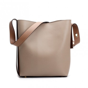 Eldora Genuine Leather Bucket Bag Khaki 76374