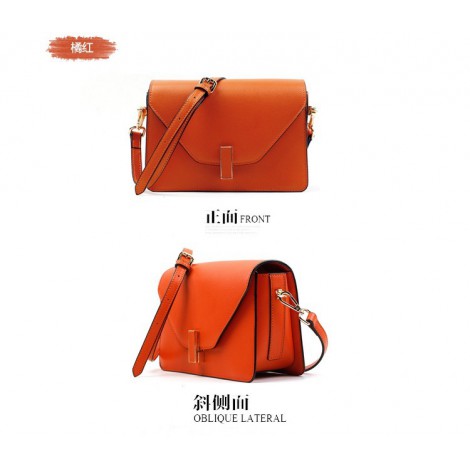 Eldora Genuine Leather Shoulder Bag Orange 76375