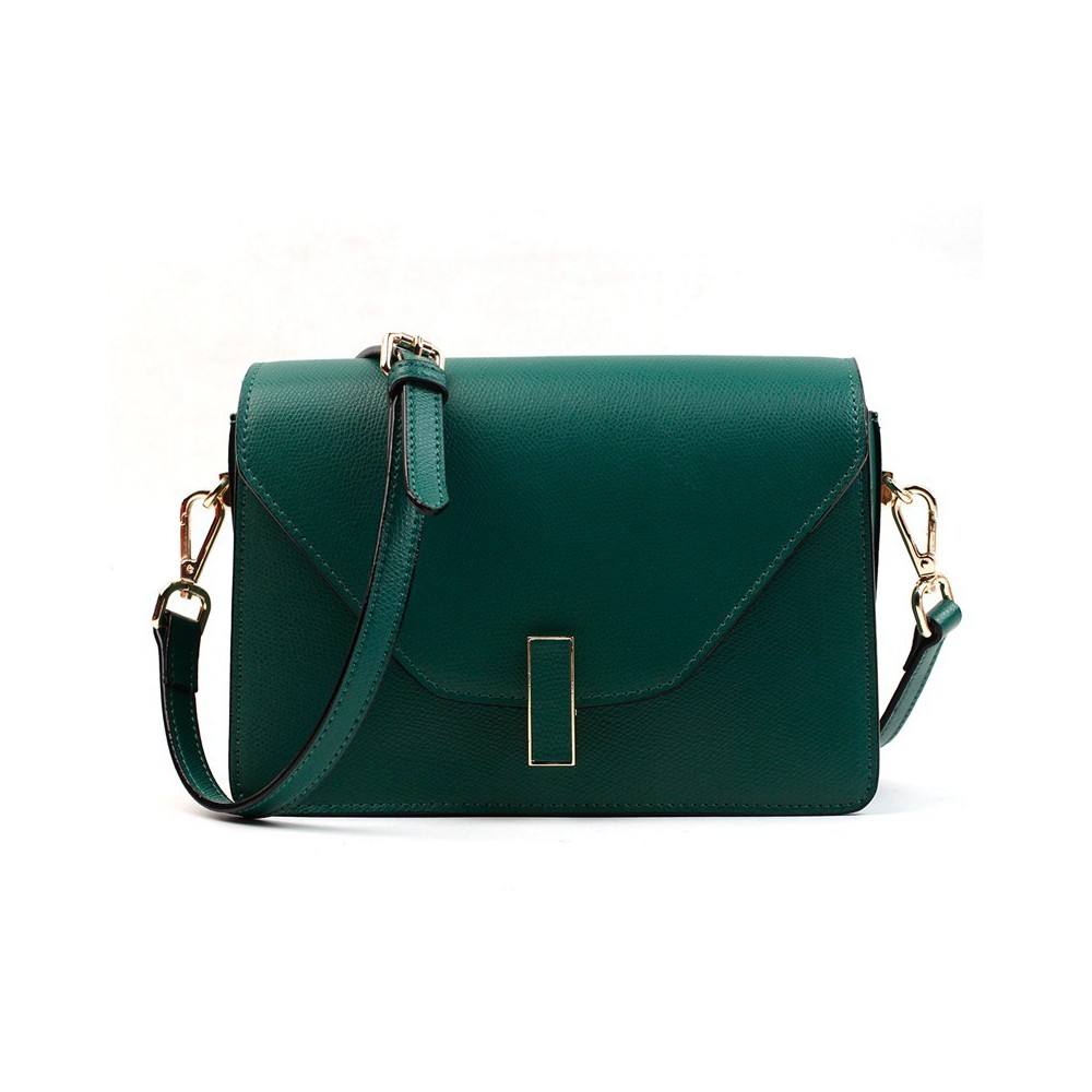 Eldora Genuine Leather Shoulder Bag Dark Green 76375