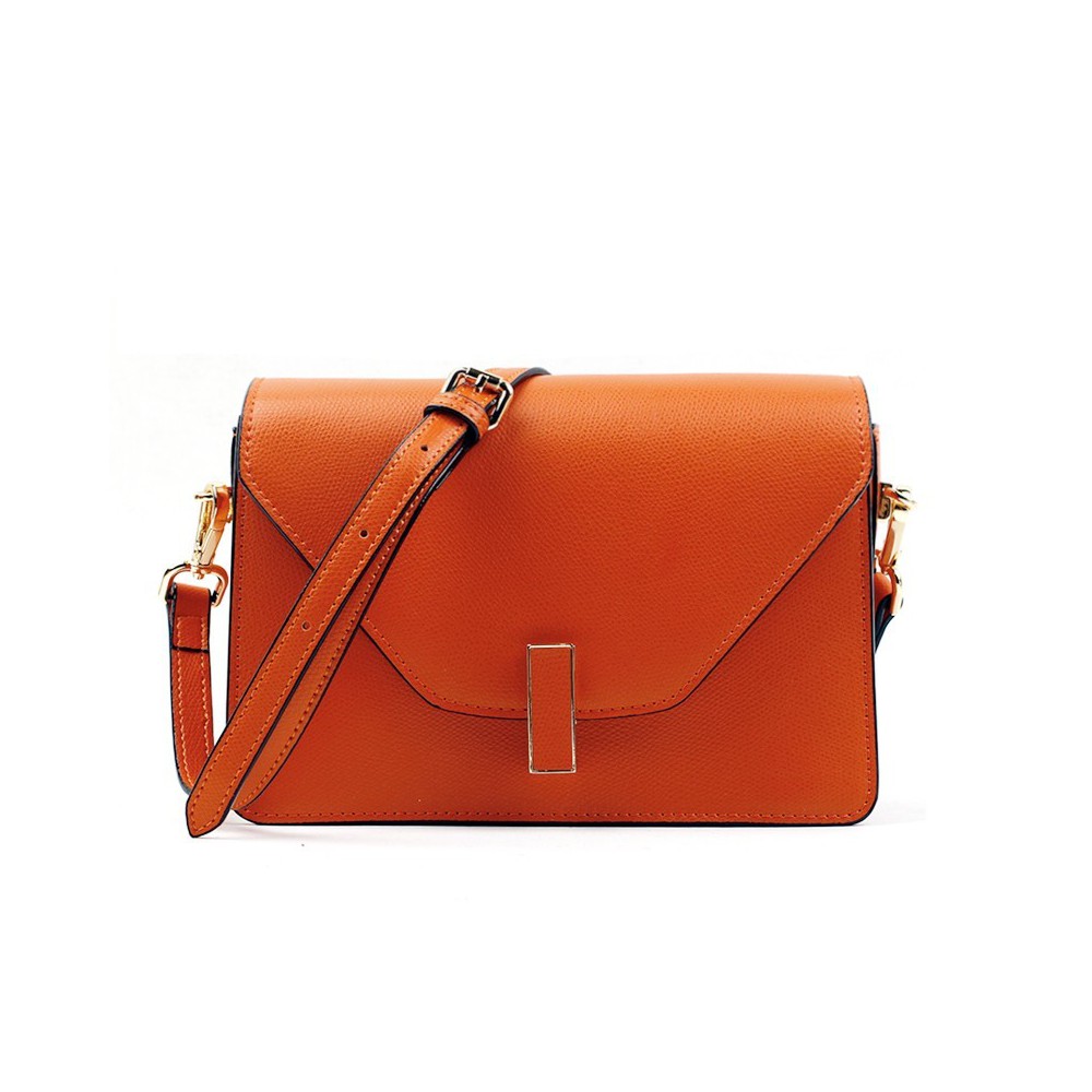 Sac à main porté épaule en cuir  Orange 76375