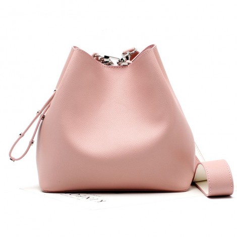 Eldora Genuine Leather Bucket Bag Pink 76377
