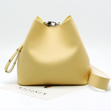 Eldora Genuine Leather Bucket Bag Yellow 76377