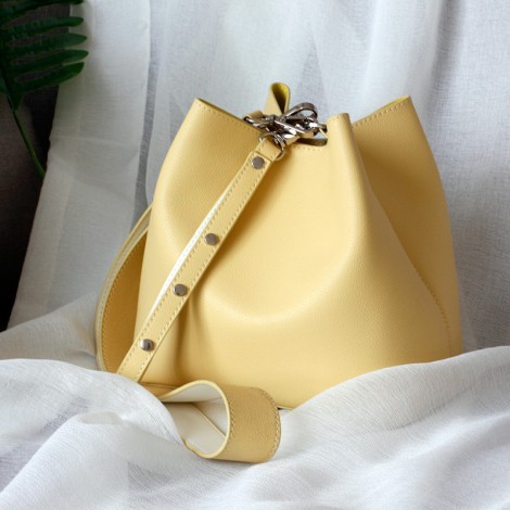 Eldora Genuine Leather Bucket Bag Yellow 76377