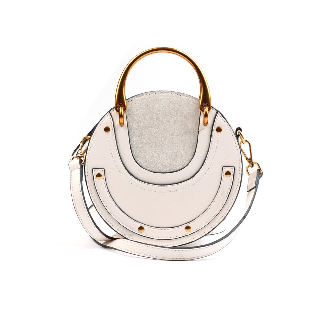 Sac à main porté épaule en cuir Beige 76381