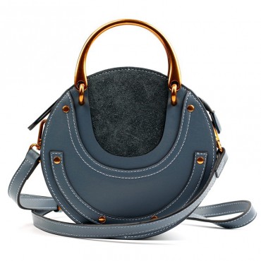 Eldora Genuine Leather Shoulder Bag Light Blue 76381
