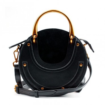 Eldora Genuine Leather Shoulder Bag Black 76381