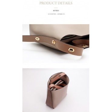 Eldora Genuine Leather Bucket Bag Khaki 76384