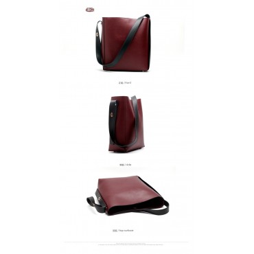 Eldora Genuine Leather Bucket Bag Brown 76384