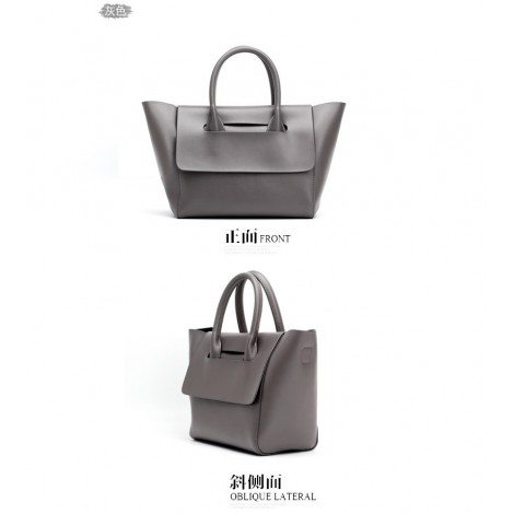 Eldora Genuine Leather Top Handle Bag Grey 76386