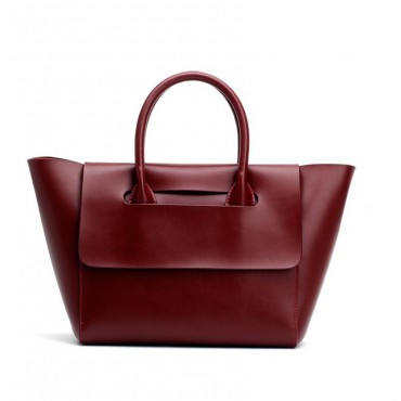 Eldora Genuine Leather Top Handle Bag Dark Red 76386