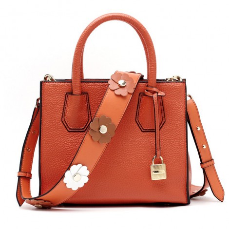 Eldora Genuine Leather Shoulder Bag Orange 76387