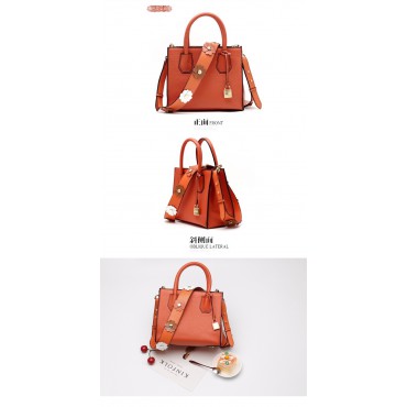 Eldora Genuine Leather Shoulder Bag Orange 76387