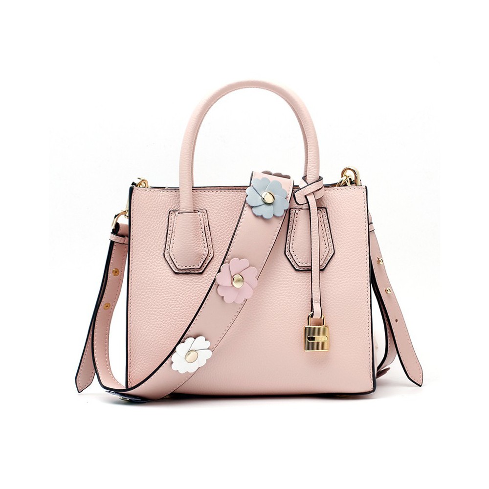 Sac à main porté épaule en cuir  Rose 76387