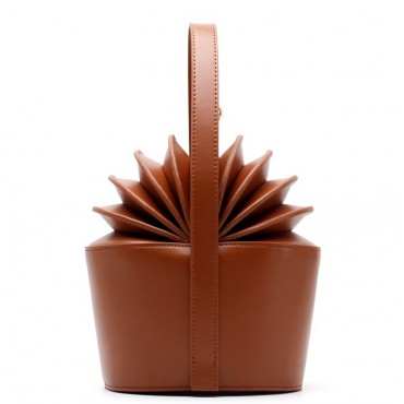 Eldora Genuine Leather Bucket Bag Brown 76391