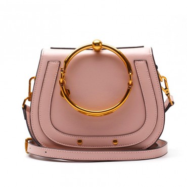Eldora Genuine Leather Shoulder Bag Pink 76393