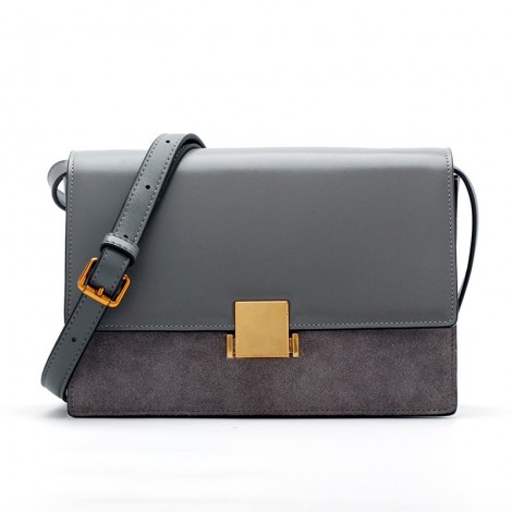 Eldora Genuine Leather Shoulder Bag Grey 76394