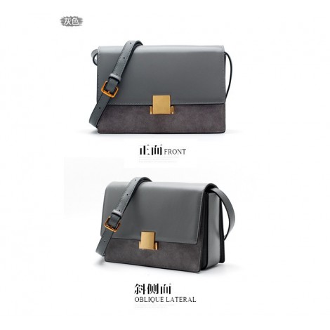Eldora Genuine Leather Shoulder Bag Grey 76394