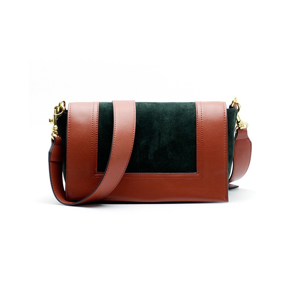 Eldora Genuine Leather Shoulder Bag Dark Red Green 76395