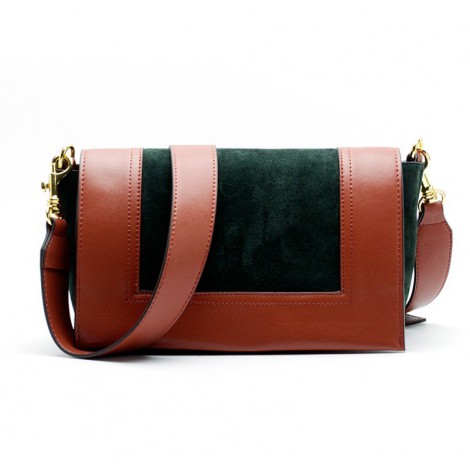 Eldora Genuine Leather Shoulder Bag Dark Red Green 76395