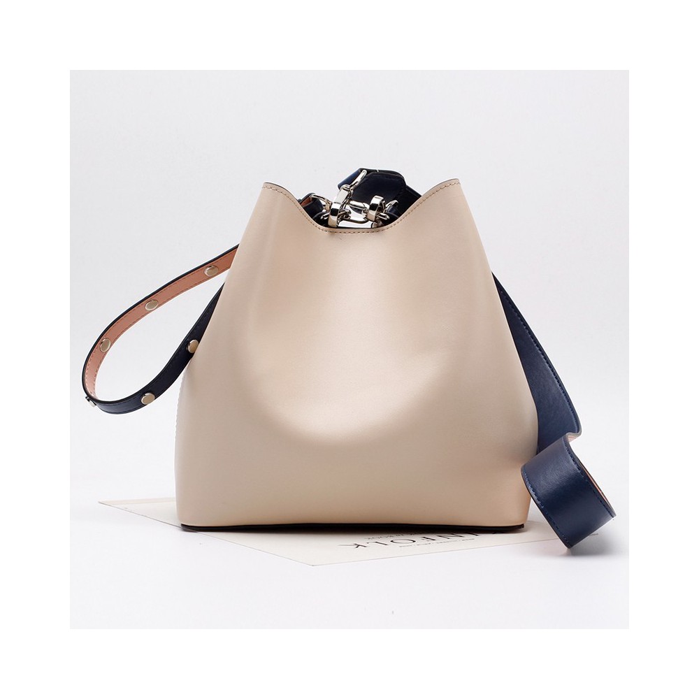 Eldora Genuine Leather Bucket Bag Khaki 76396