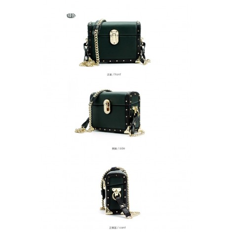 Eldora Genuine Leather Shoulder Bag Dark Green 76397