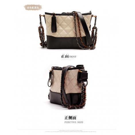 Eldora Genuine Leather Shoulder Bag Khaki Black 76400