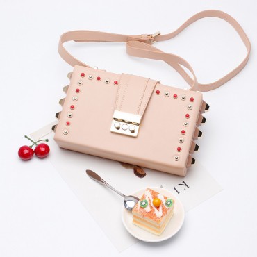 Eldora Genuine Leather Shoulder Bag Pink 76403