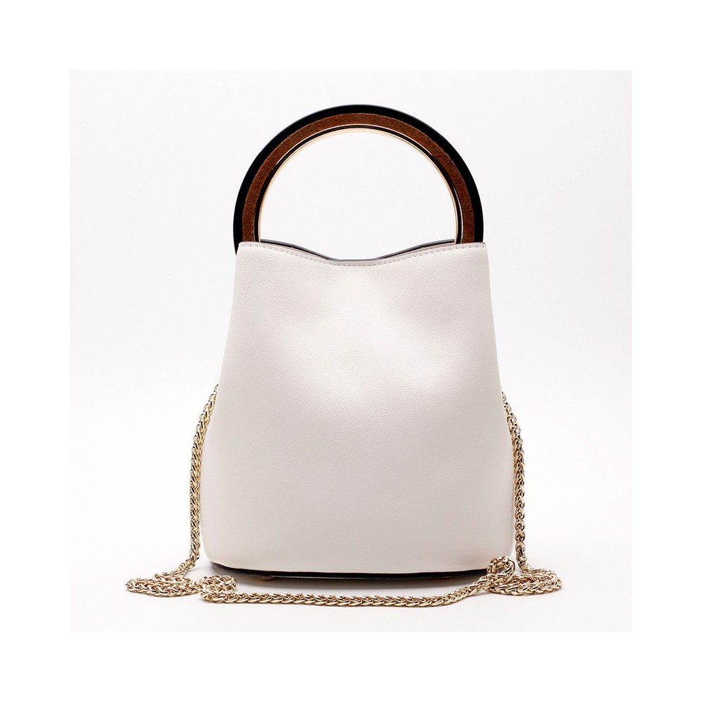 Sac à main seau en cuir Blanc 76405