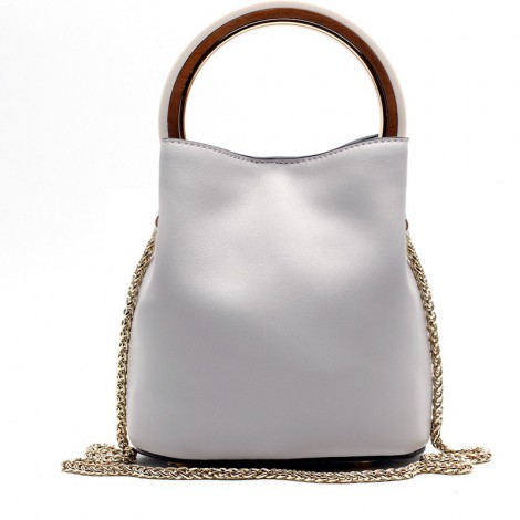 Eldora Genuine Leather Bucket Bag White 76405