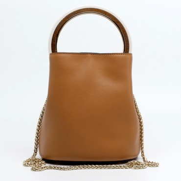 Eldora Genuine Leather Bucket Bag Brown 76405