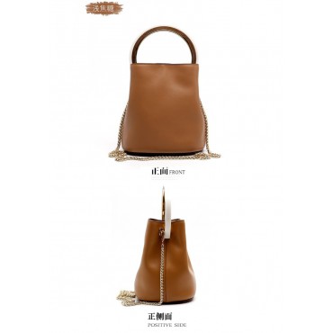 Eldora Genuine Leather Bucket Bag Brown 76405