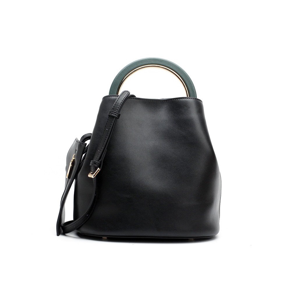 Sac à main seau en cuir Noir 76406