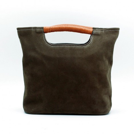 Eldora Genuine Leather Top Handle Bag Grey 76407