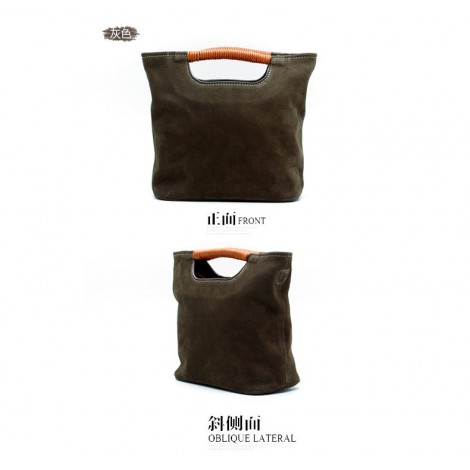 Eldora Genuine Leather Top Handle Bag Grey 76407