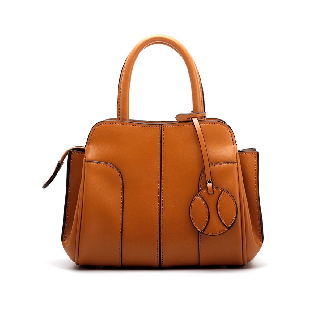 Eldora Genuine Leather Top Handle Bag Orange 76408