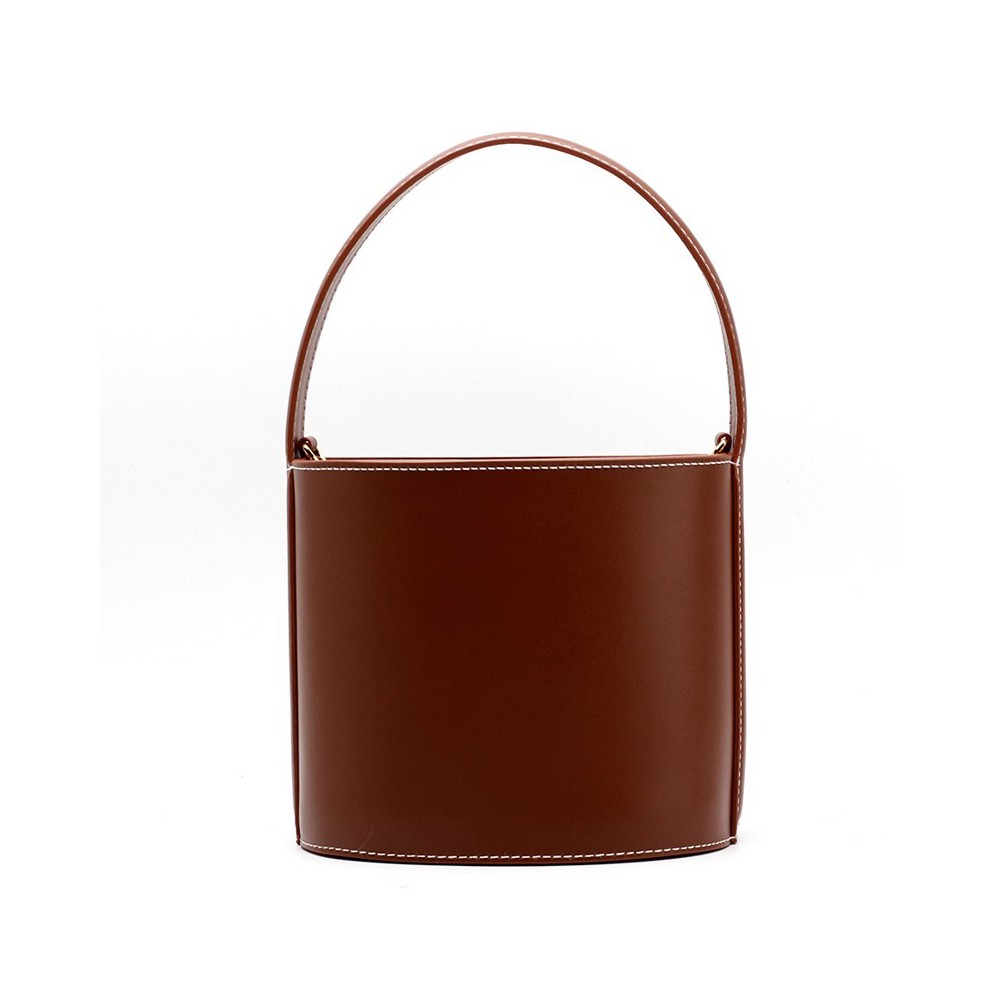 Eldora Genuine Leather Bucket Bag Brown 76409
