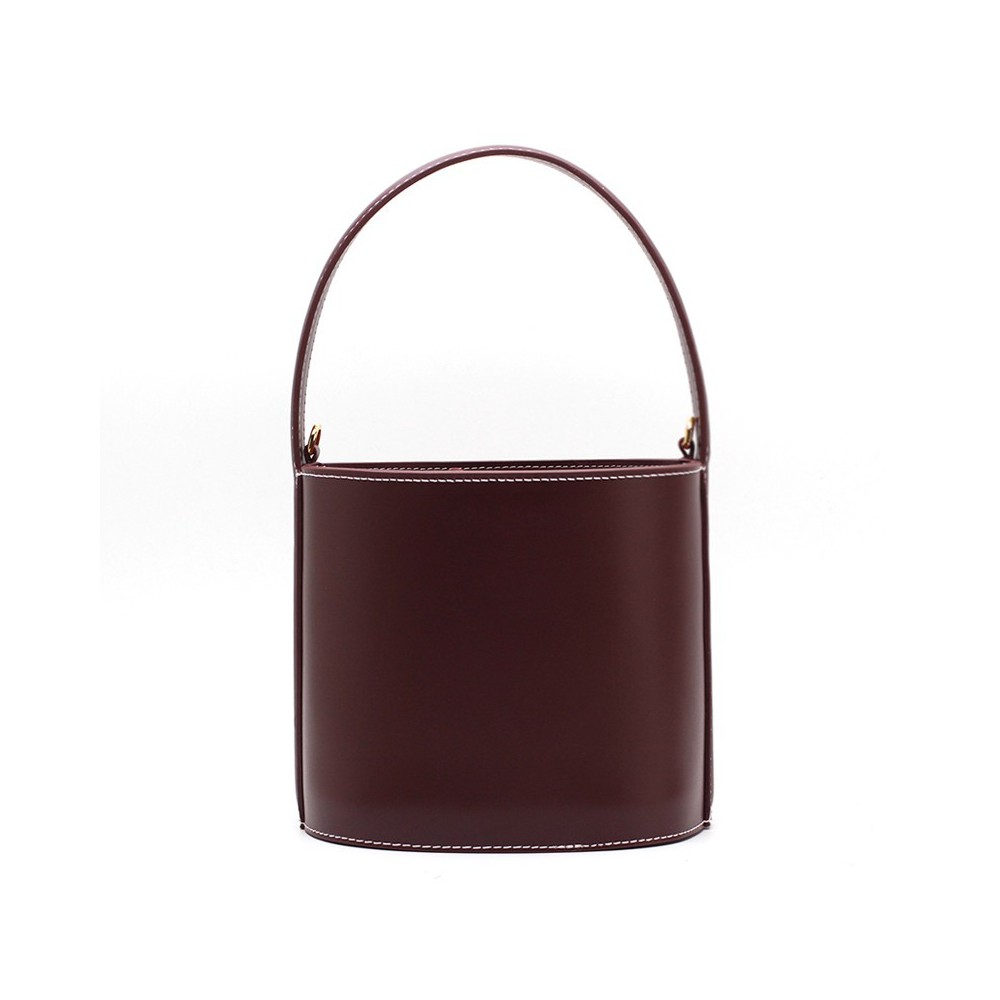 Eldora Genuine Leather Bucket Bag Dark Red 76409